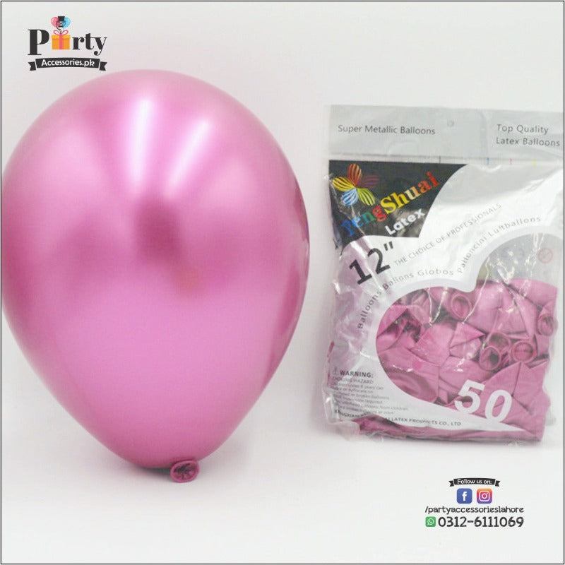 CHROME BALLOONS IN BABY SHARK THEME PINK COLOR 