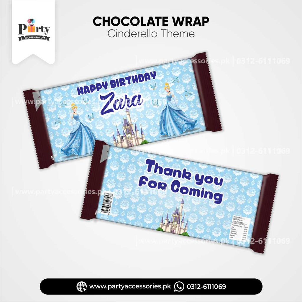 Customized Chocolate Wraps for Birthday Party Decoration in Cinderella Theme 