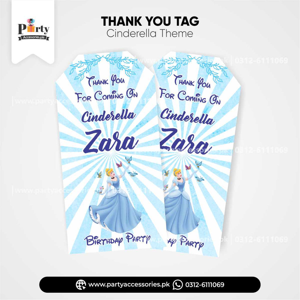 Cinderella Theme Customized Gift / Thank you Tags for Birthday Decorations