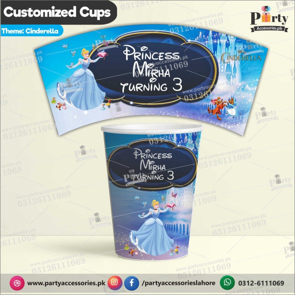 Cinderella Theme Customized Cups for Birthday Drink Decoration 