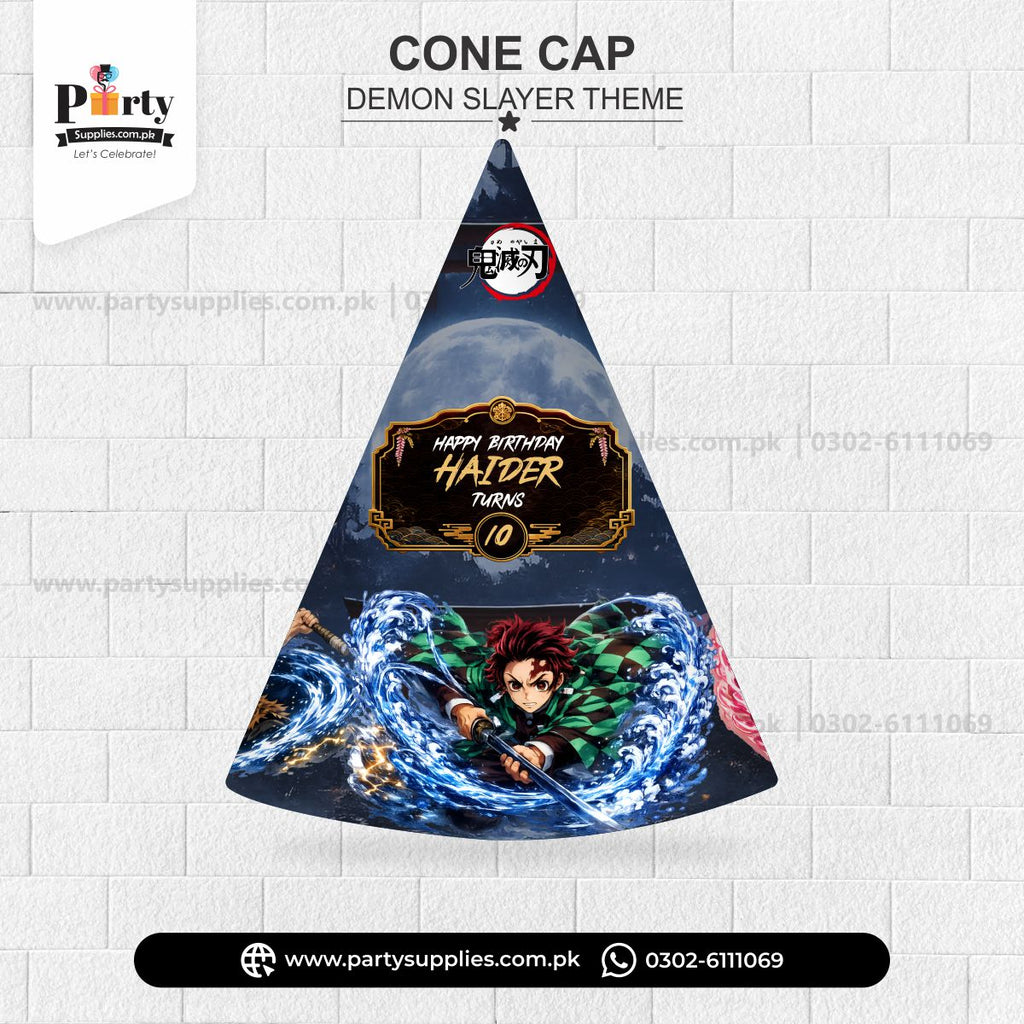 Demon Slayer Theme Customized Party Cone Caps for Birthday Party Celebration