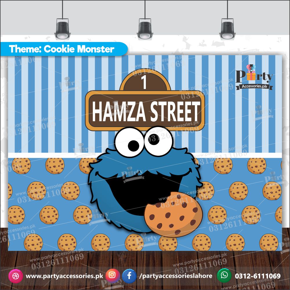 Cookie monster Theme Customized Birthday Party Backdrop for Wall Decoration