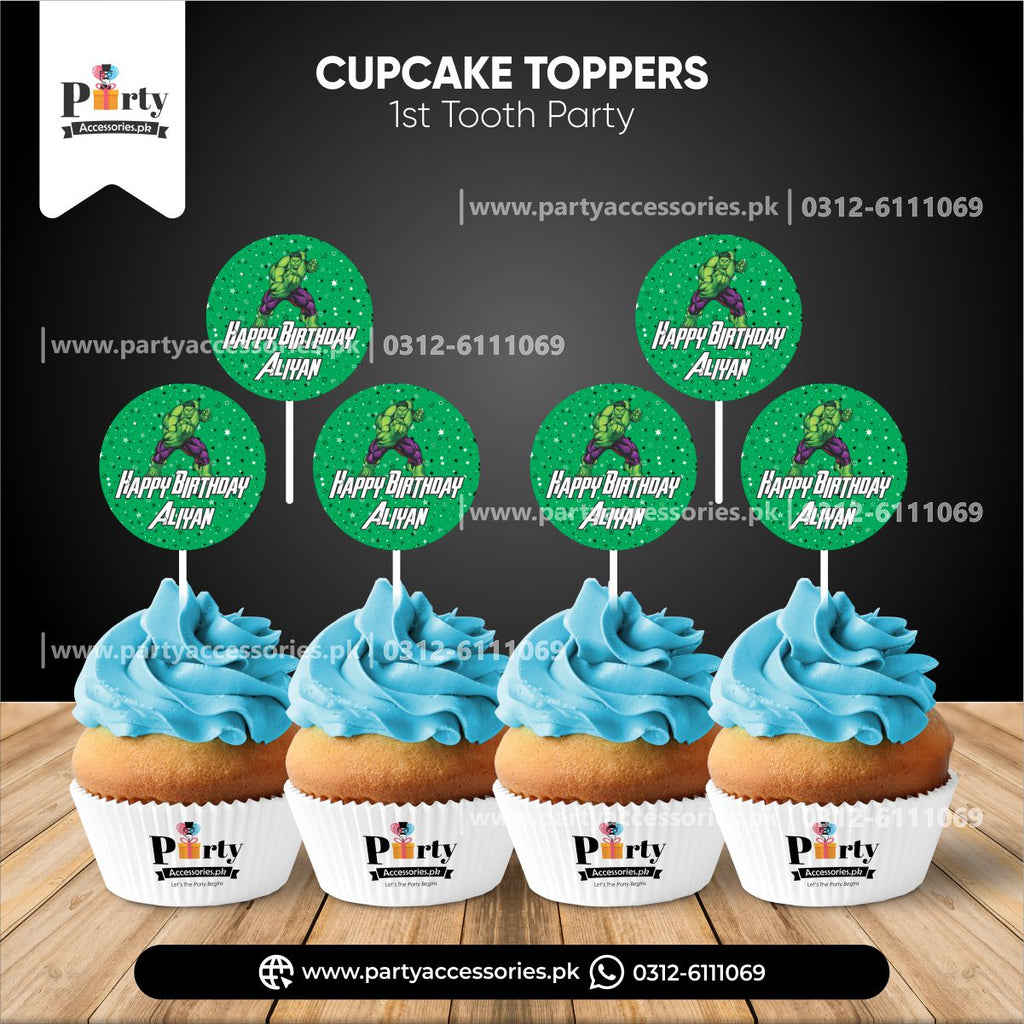hulk theme round cupcake toppers for birthday party decoration 