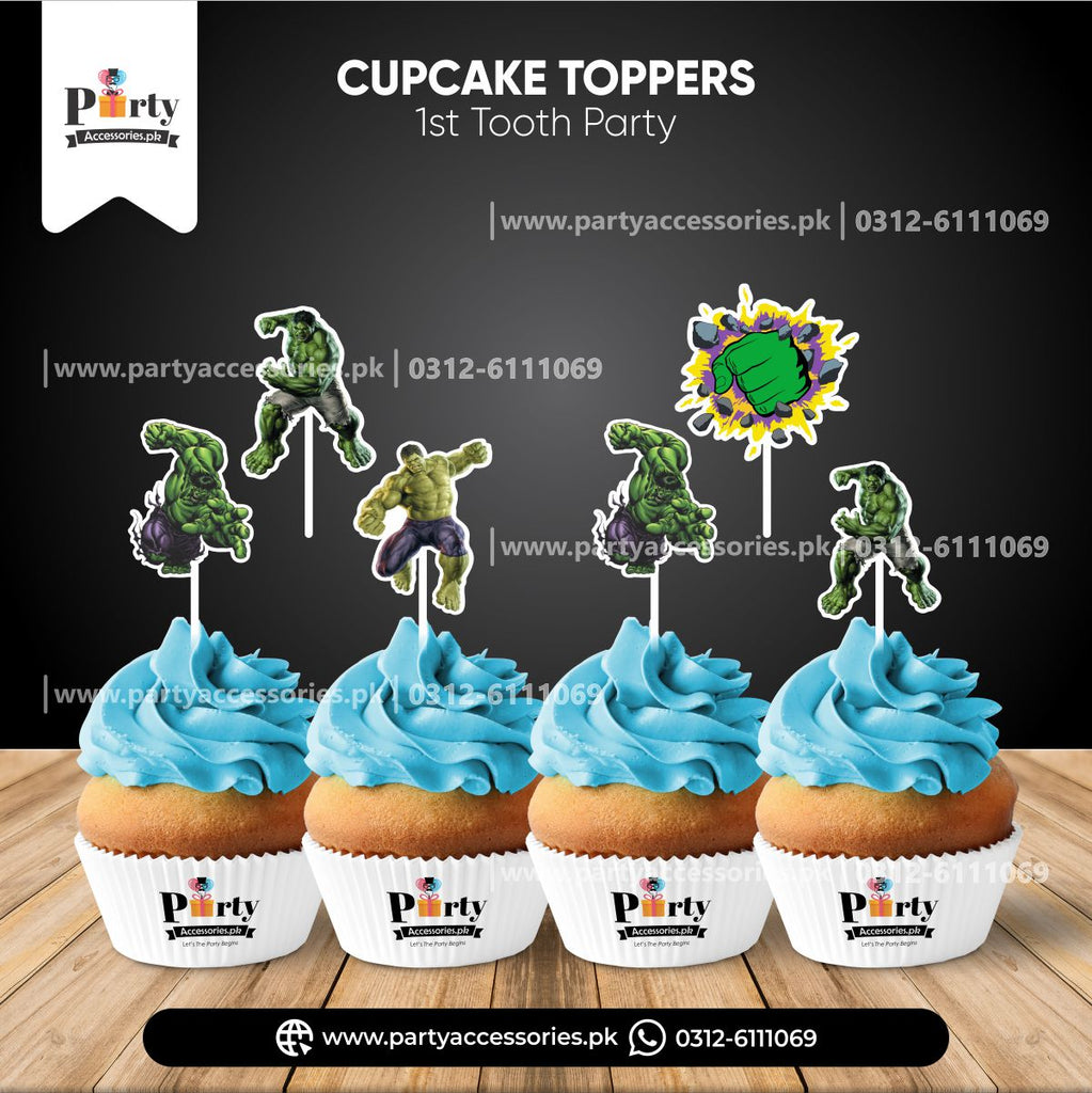 hulk theme customized cupcake toppers set cutouts 