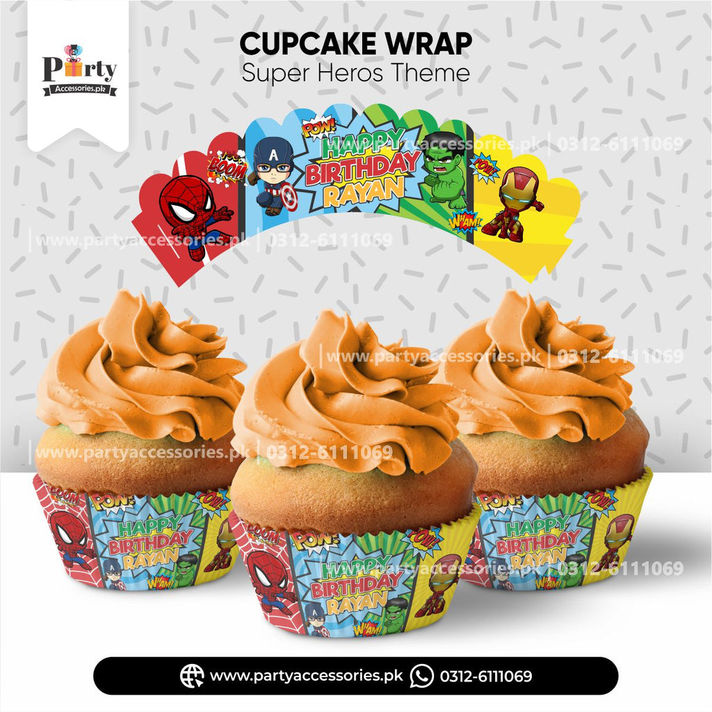 Superheros theme Cupcake wraps for birthday parties 