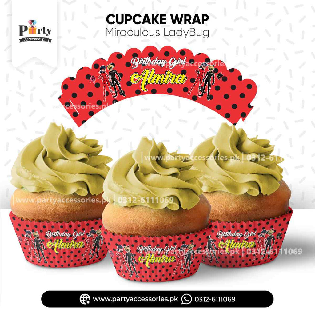 Miraculous ladybug theme customized cupcake wrap