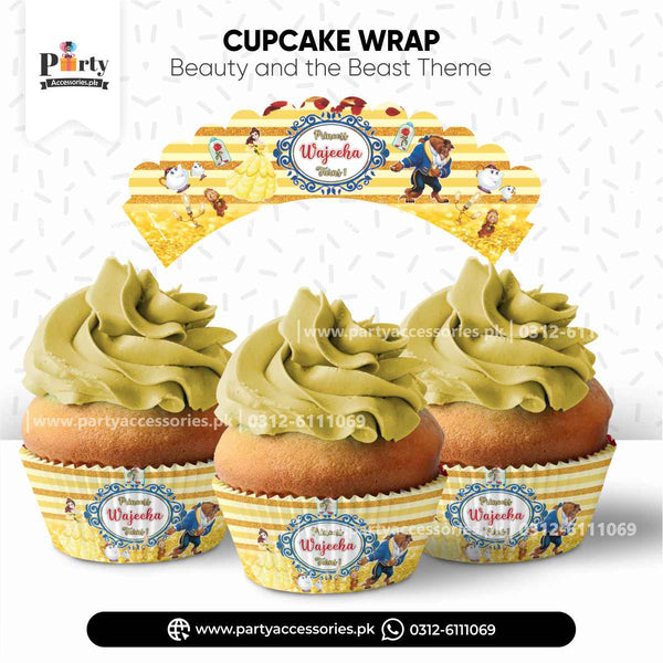 Customized Cupcake Wrappers in Beauty and the Beast Theme