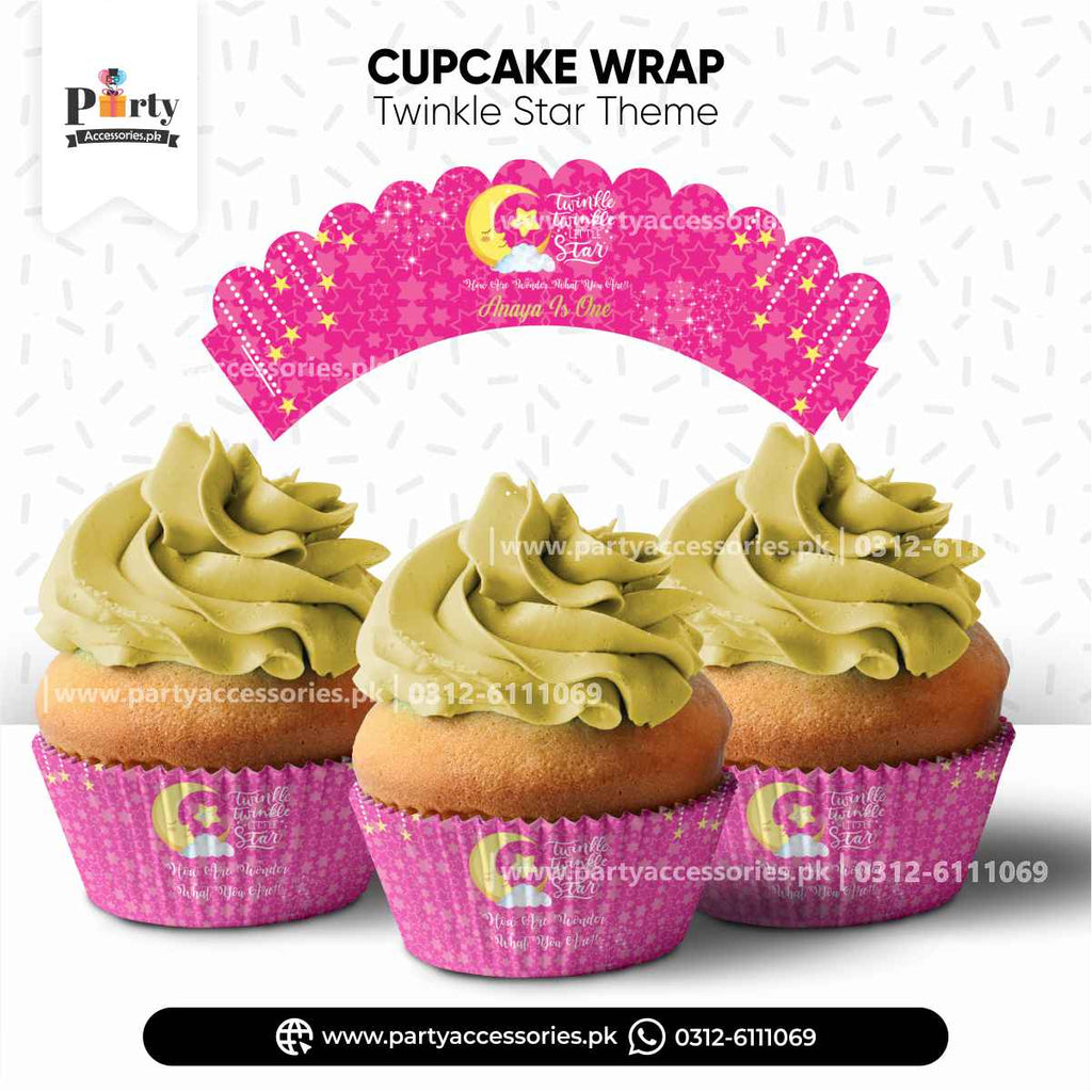 Customized Twinkle Star Girl Theme Cupcake Wraps Set