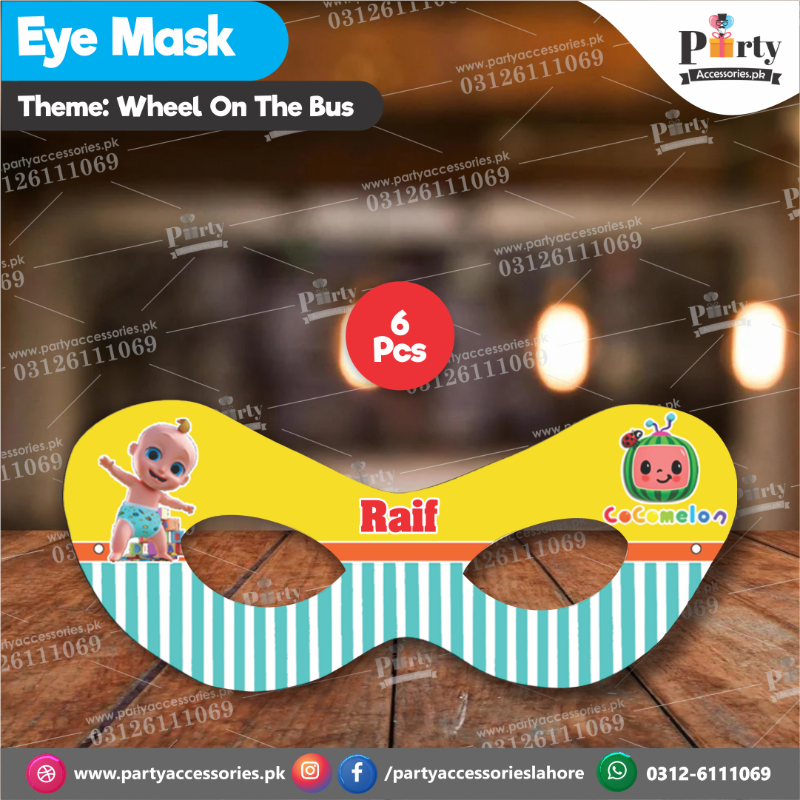 Wheels on the Bus theme face masks Pack of 6