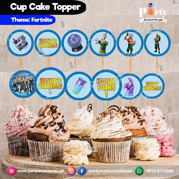 Fortnite theme round shape cupcake toppers for birthday party decoration