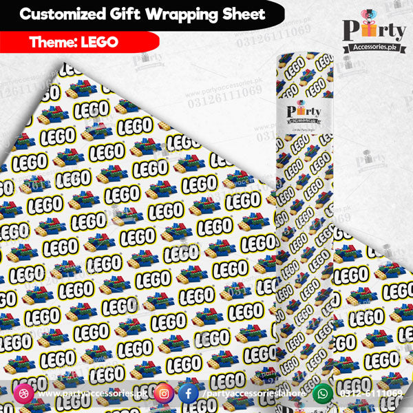Gift wrapping sheets for birthday gifts in Lego theme 
