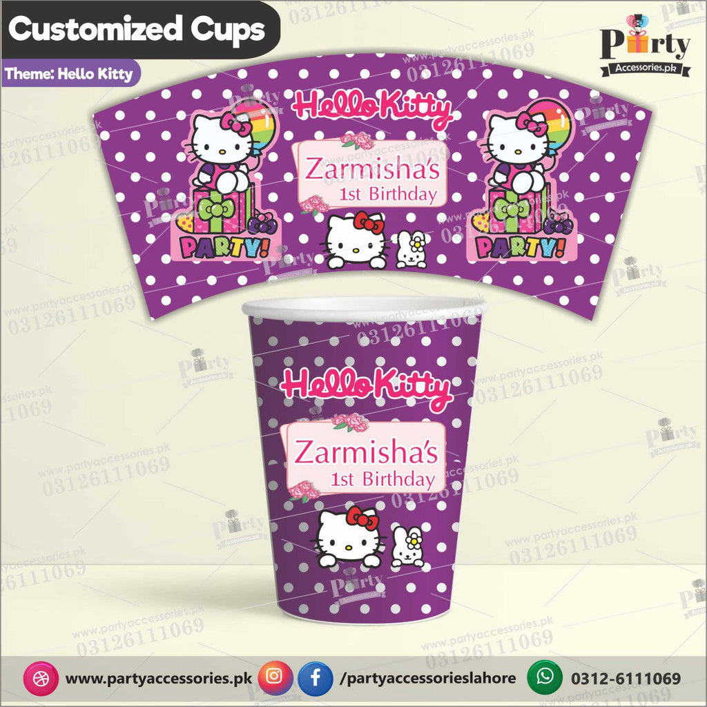 Hello kitty theme customized disposable cups for party drink decoration