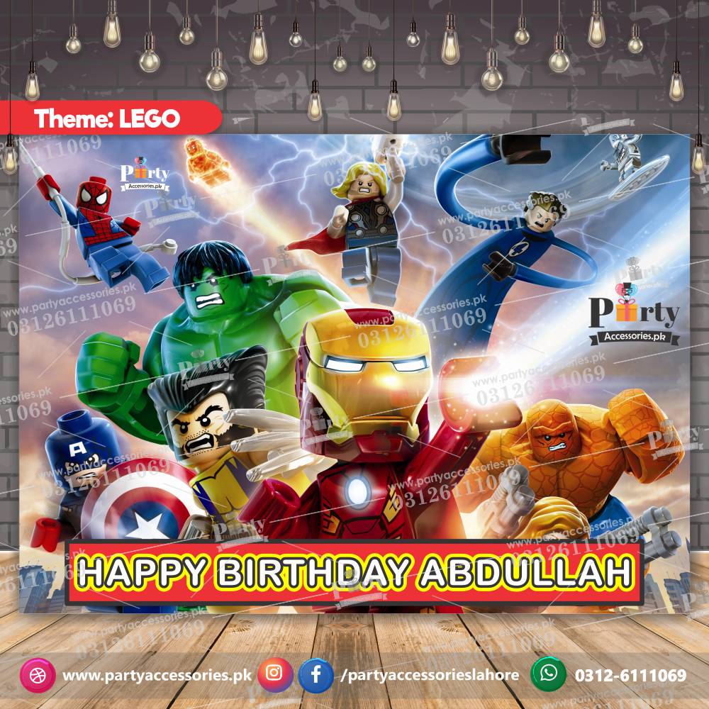 Superhero theme customized birthday backdrop for wall decoration