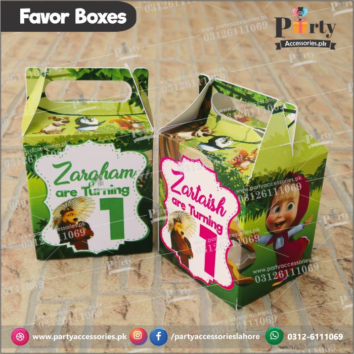 masha and the bear theme customized goody / favor boxes