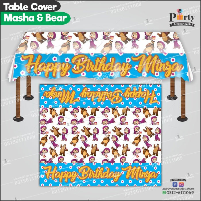 masha and the bear theme customized table top sheet for birthday 