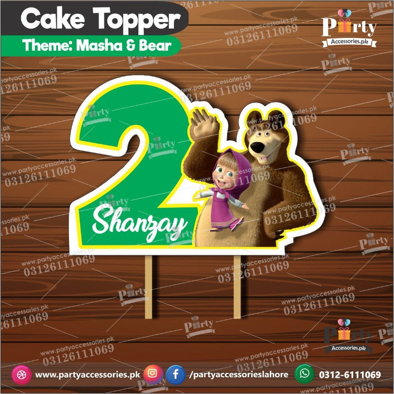 masha and the bear theme customized card cake topper for table decorations 