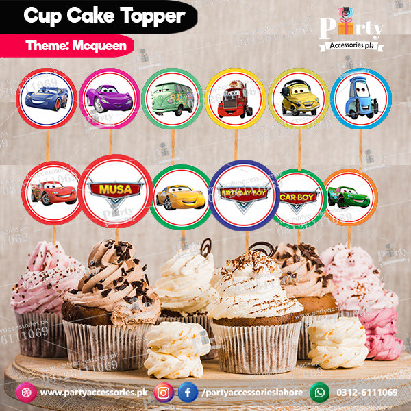 mcqueen round cupcake toppers 