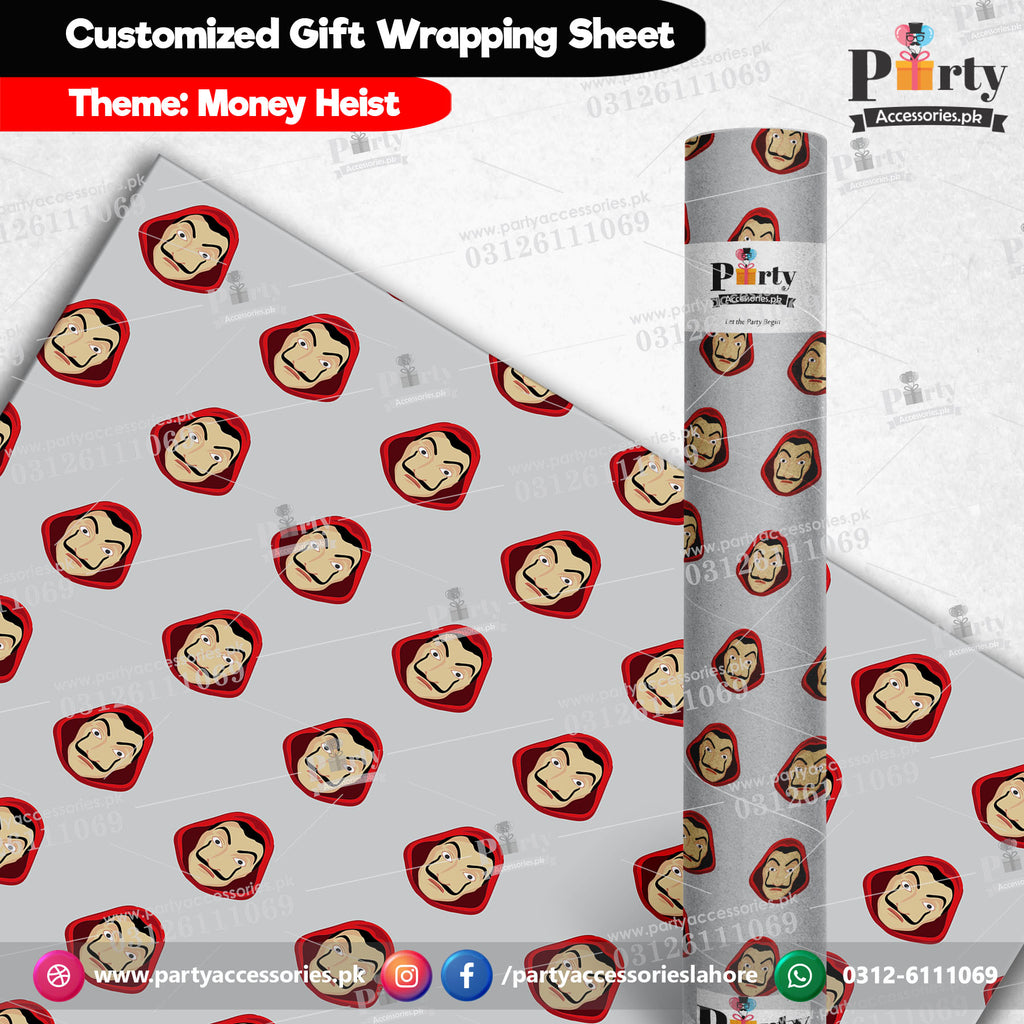 Money Heist theme birthday Gift wrapping sheet