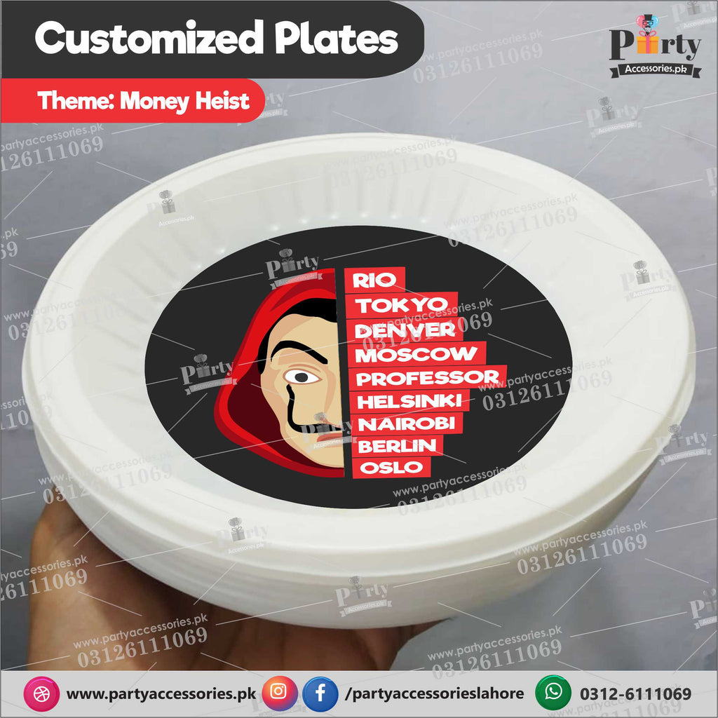 Money Heist theme Customized disposable Plates pack of 6
