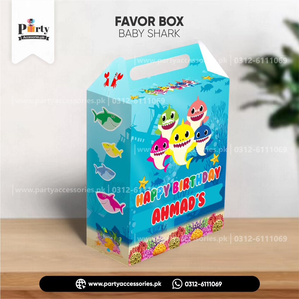 Baby shark theme Birthday Goody Boxes (Pack of 6) - Customizable Party Favors