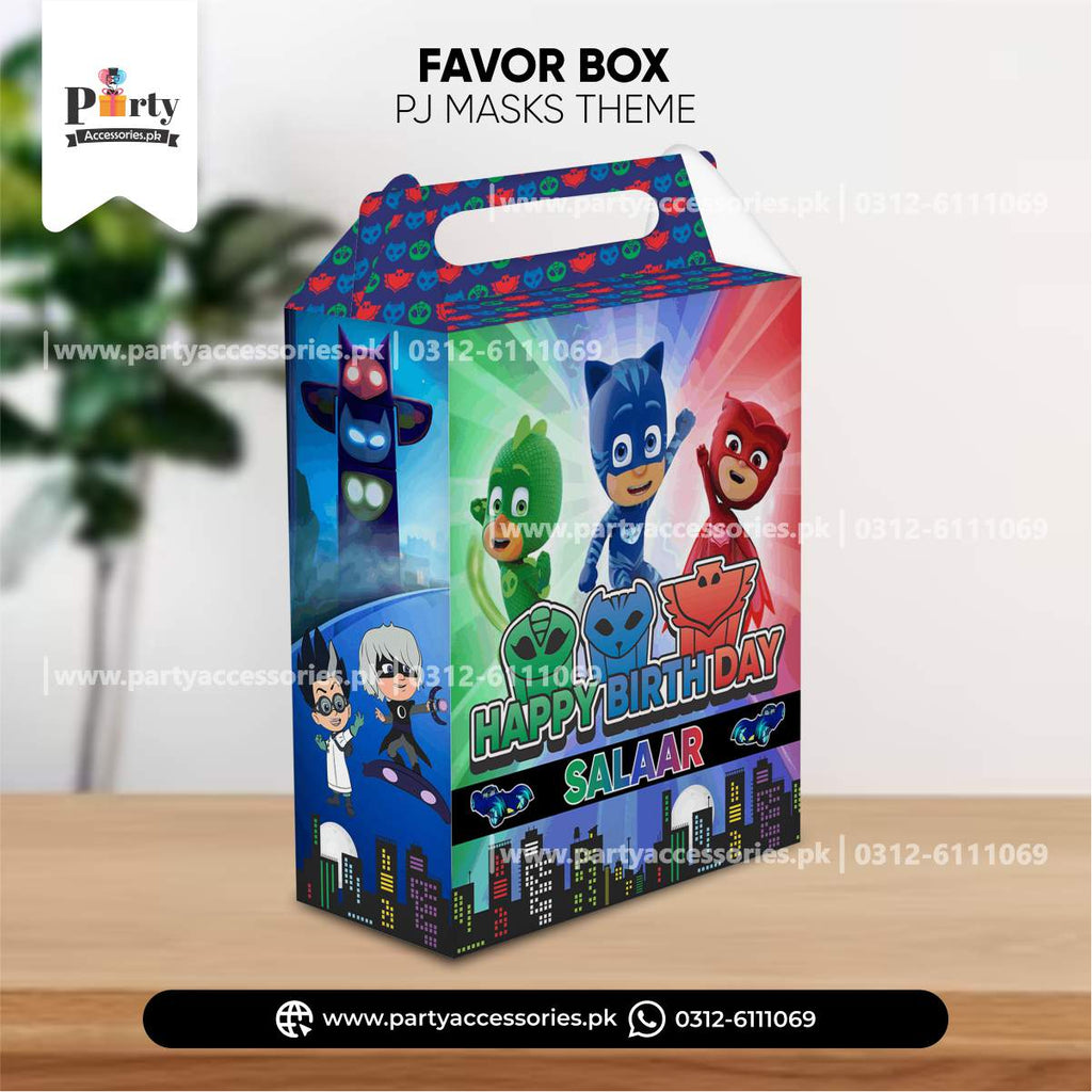 PJ Mask Theme Goody Boxes – Customizable Birthday Party Favors (Pack of 6)