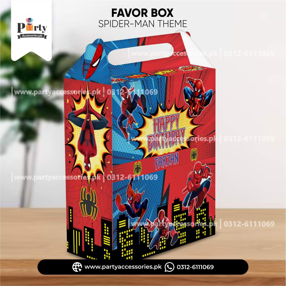 Spider Man Theme Goody Boxes – Customizable Birthday Favor Boxes