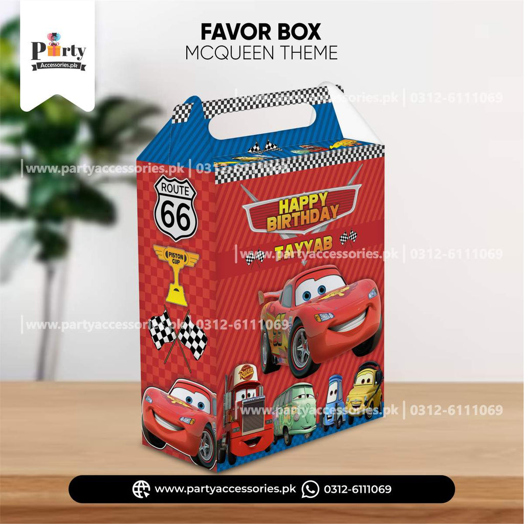 McQueen Car Theme Goody Boxes – Customizable Party Favor Boxes (Pack of 6)