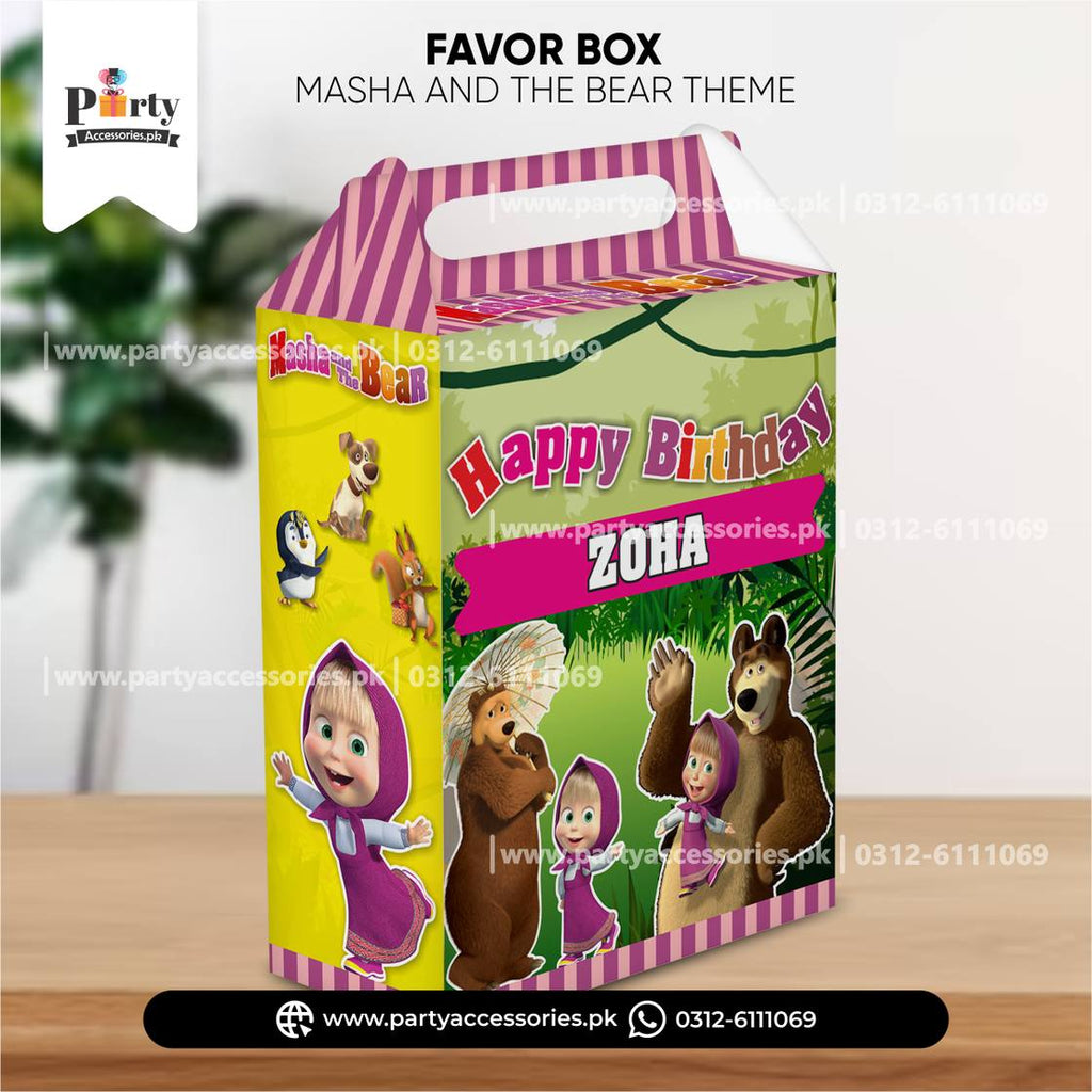 Customized Masha and the Bear Theme Handle Goody Boxes