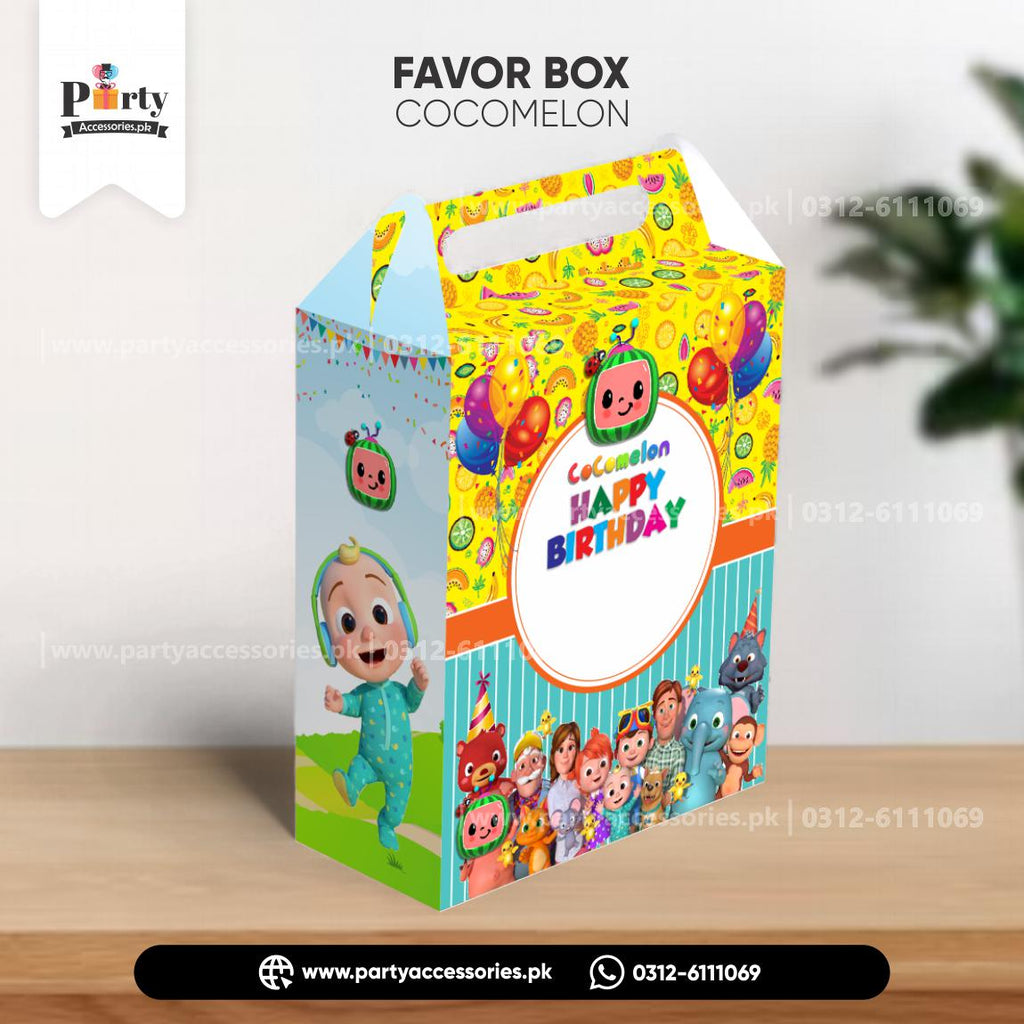 Cocomelon theme birthday party favor boxes