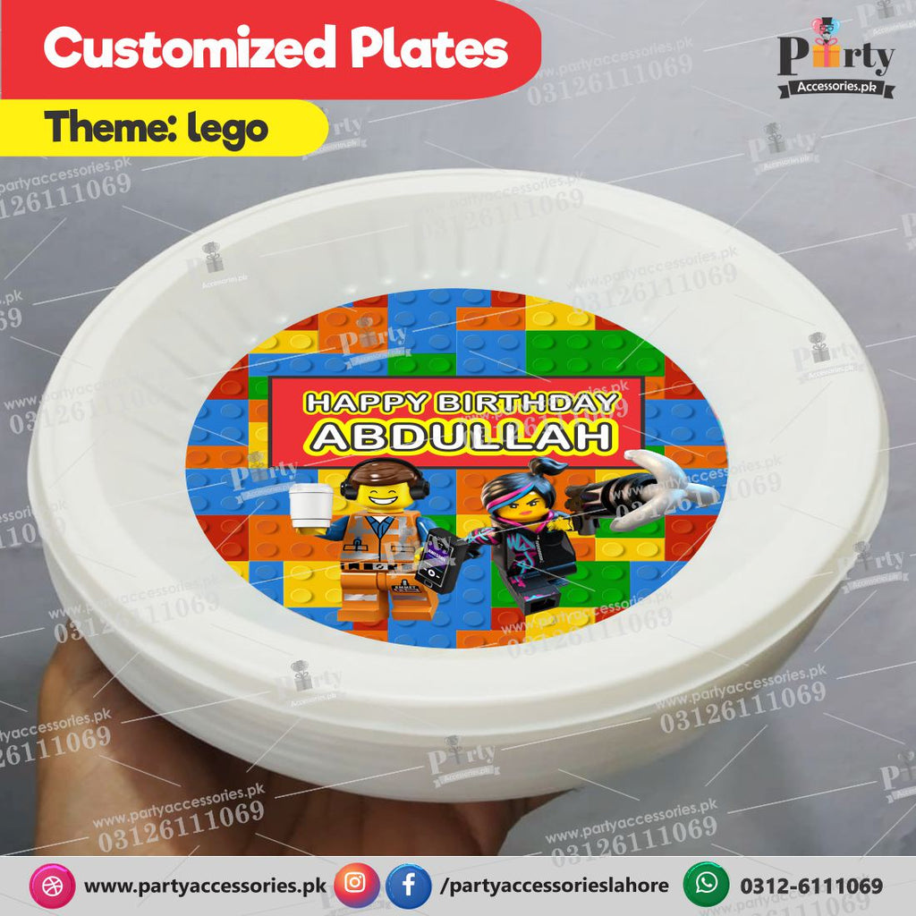Lego theme Customized disposable Plates pack of 6