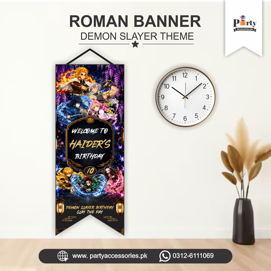 Demon Slayer Theme Party Decoration Roman Wall Hanging Banner