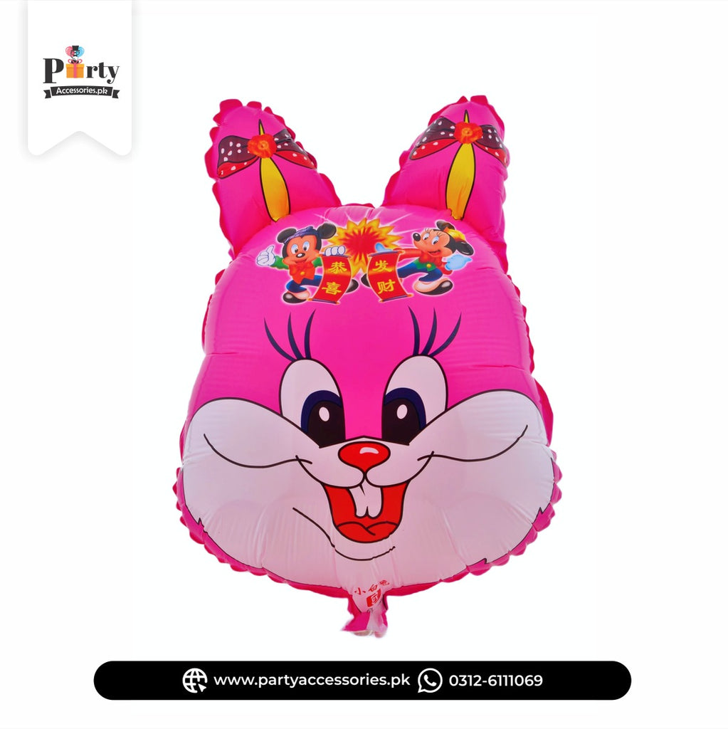 Bunny Rabbit Face Foil Balloon – Cute Party Decoration Balloon