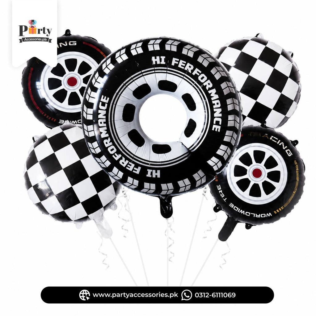 Racing Car Tire Foil Balloon Set for Decoraion 