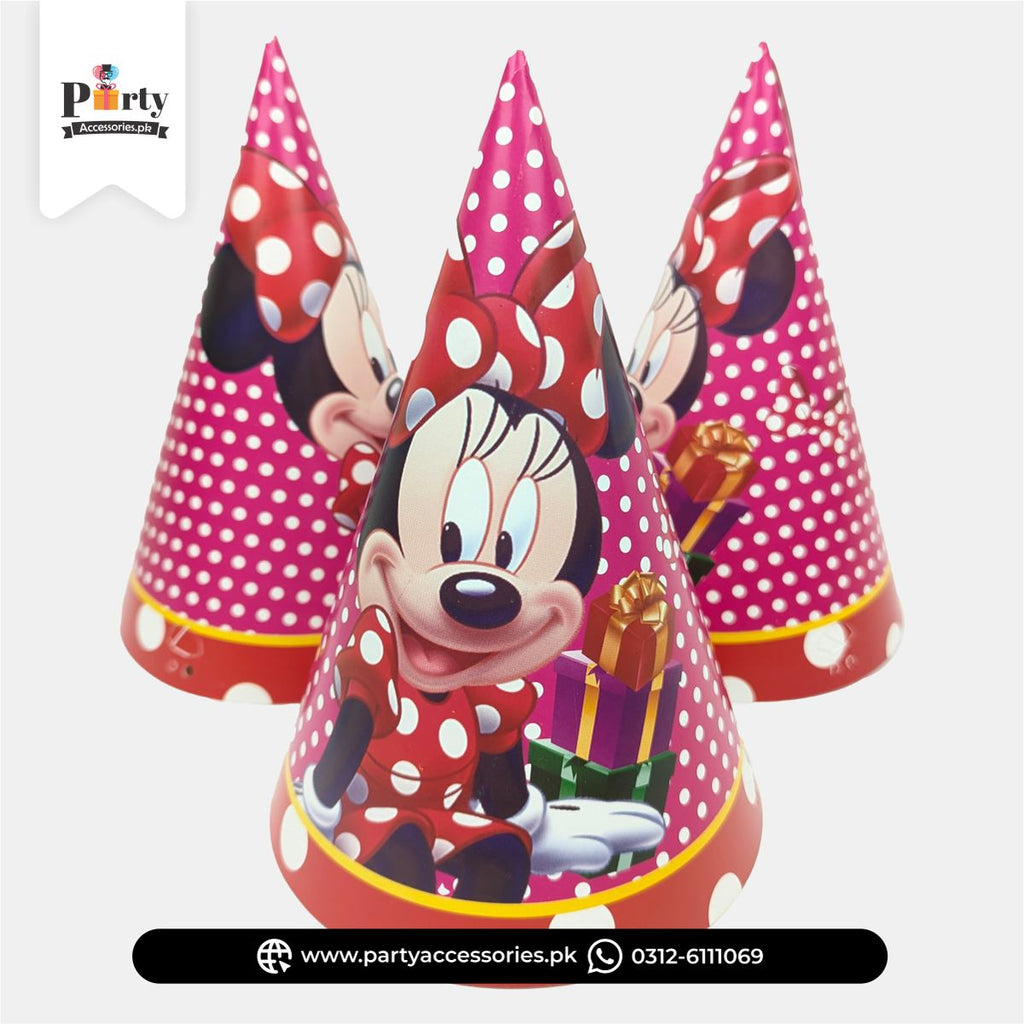 Minnie Mouse Theme Party Cone Caps 