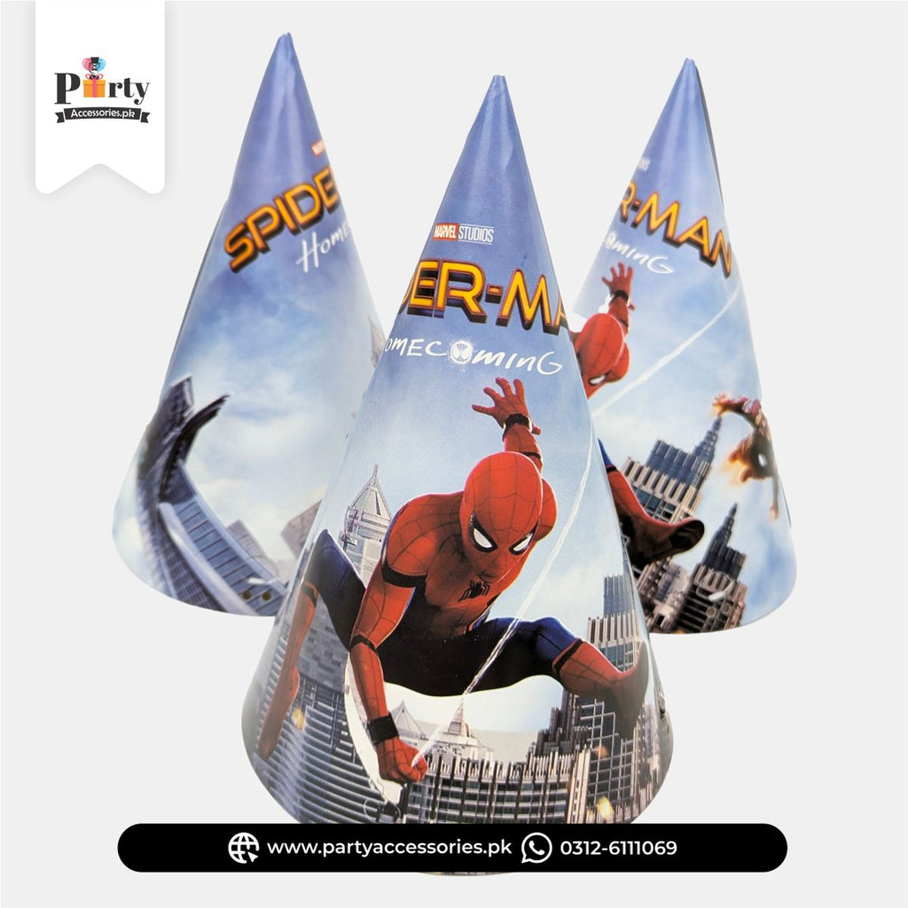 Spider Man Theme Birthday Party Cone Caps