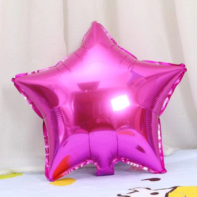 pink color star foil balloon in among us theme