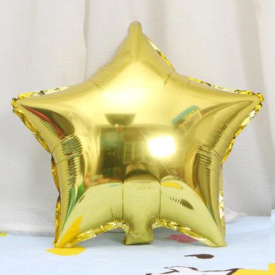 Star shape foil balloons in Wheels on the Bus theme colors