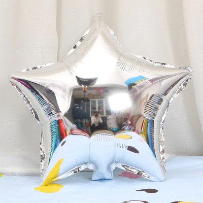silver foil star balloon in MaQueen Car Theme 
