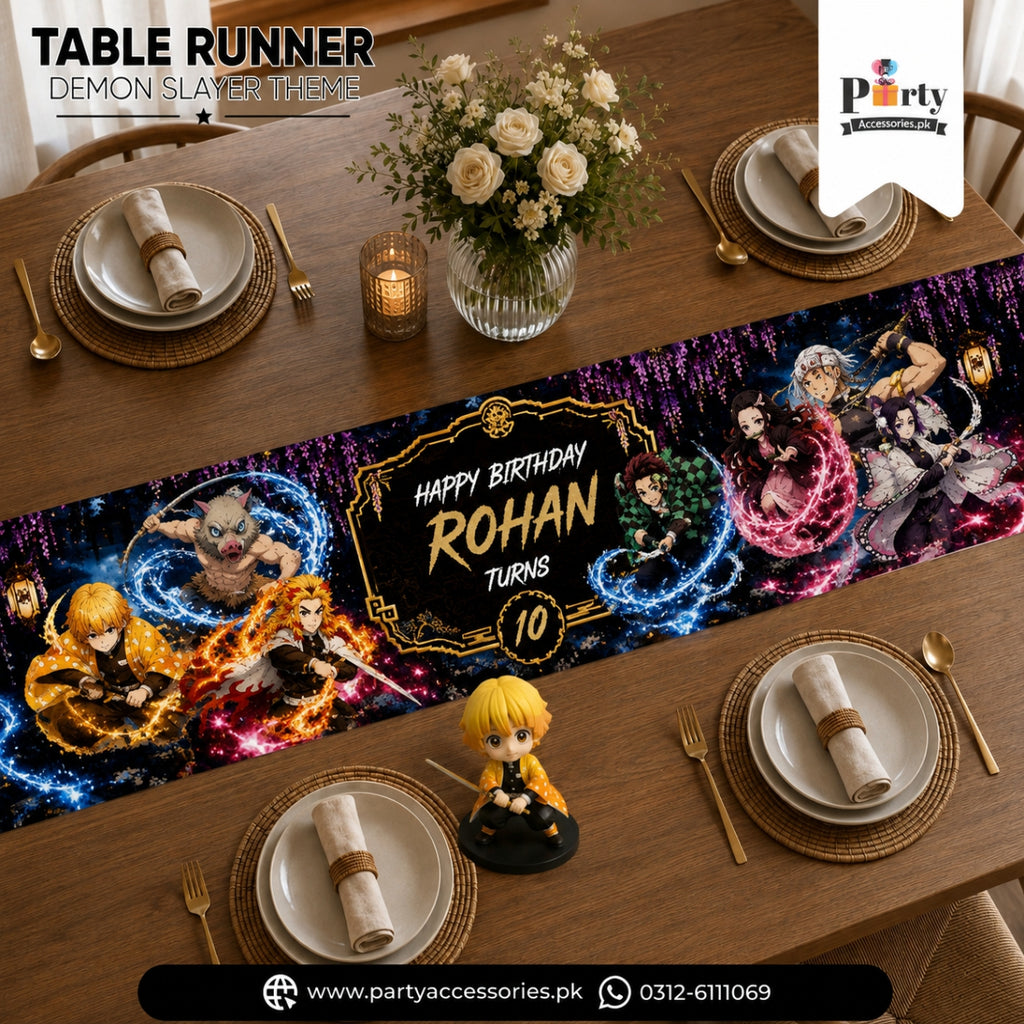 Demon Slayer Theme Table Runner – Birthday Party Table Decoration