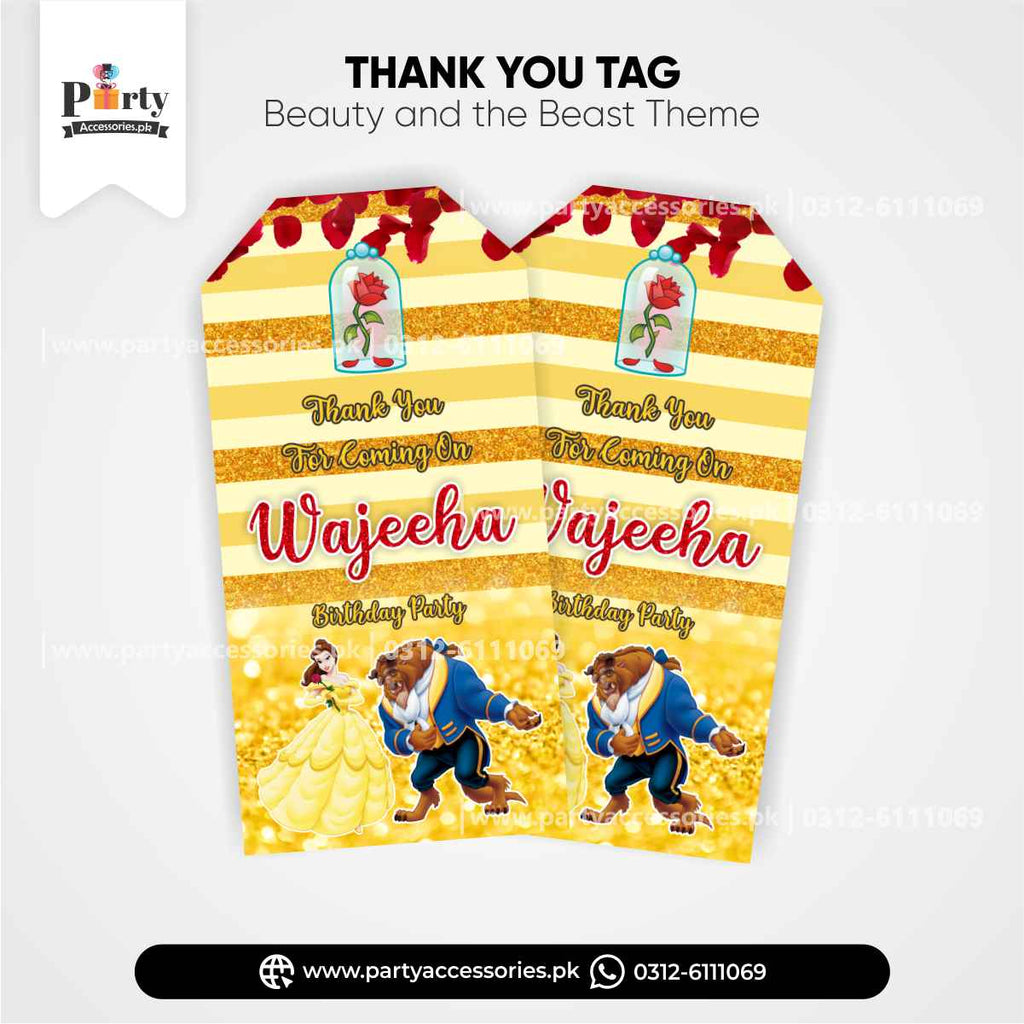 Customized Thank you tags in Beauty and the Beast Theme 