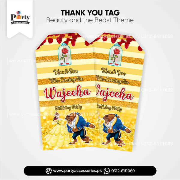Customized Thank you tags in Beauty and the Beast Theme 