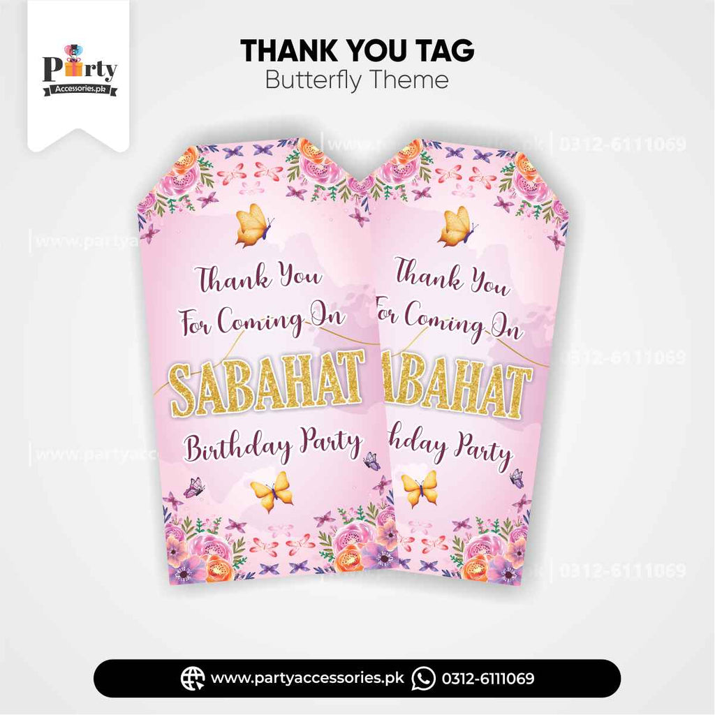 Customized Butterfly Theme Thank You Tags