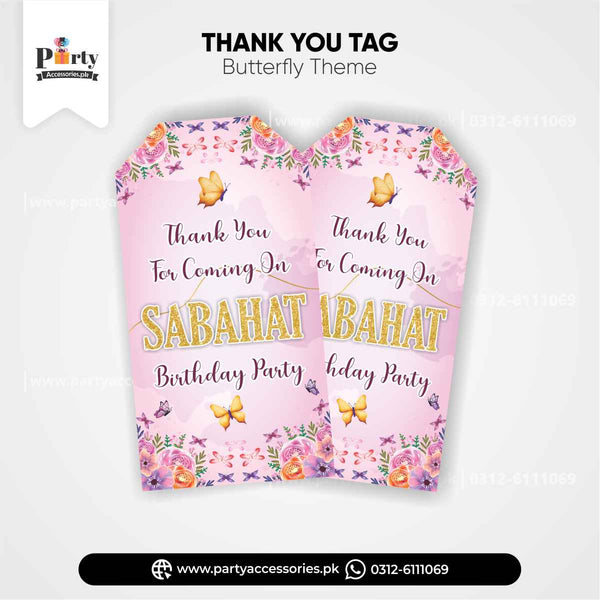 Customized Butterfly Theme Thank You Tags