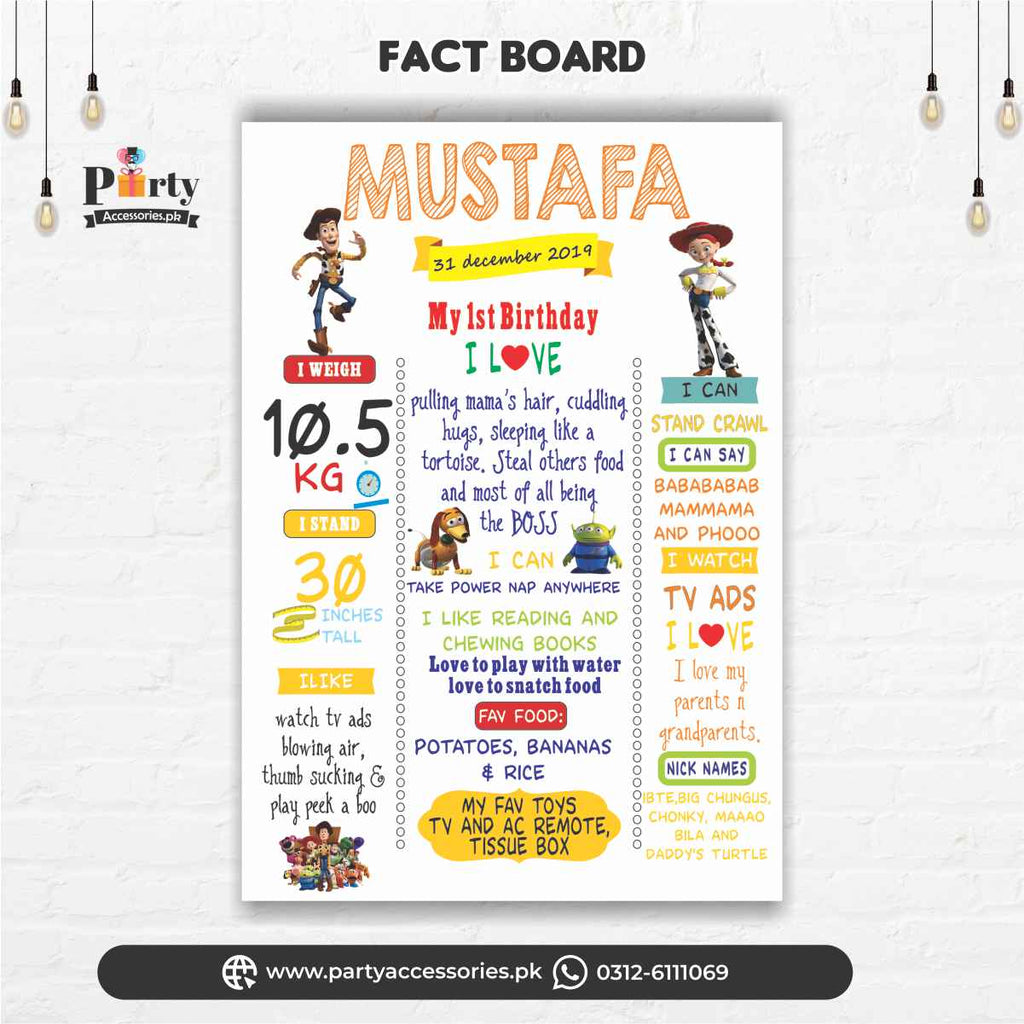 Toy Fact File Toy Story Fact Board: 12+ Customizable Milestone Spaces | Disney Theme ...