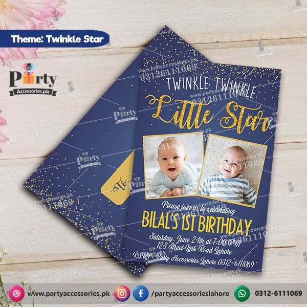 Twinkle Star Theme Party Invitation Cards