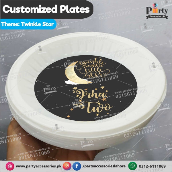 Customized Disposable Plates with Custom Labels in Twinkle Star Theme