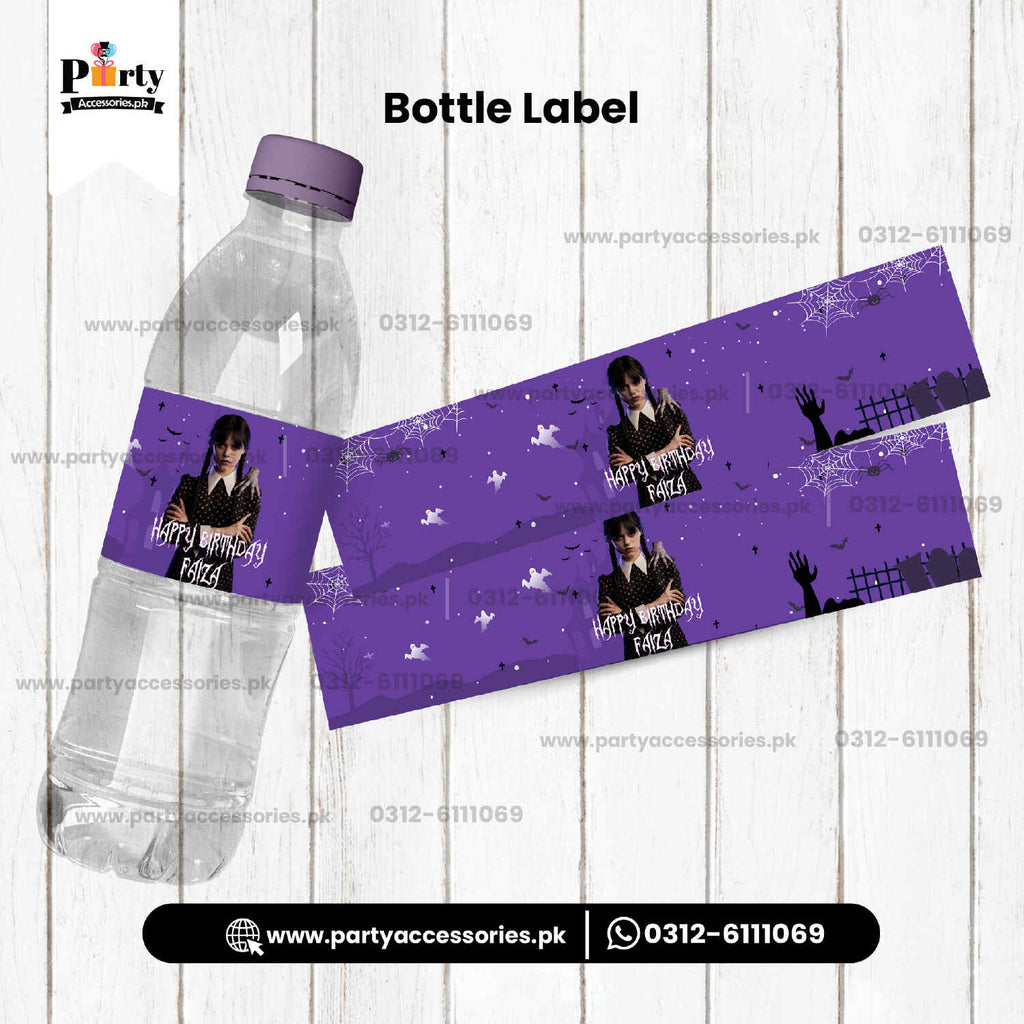 wednesday addams theme Customized bottle labels for party drink decoration