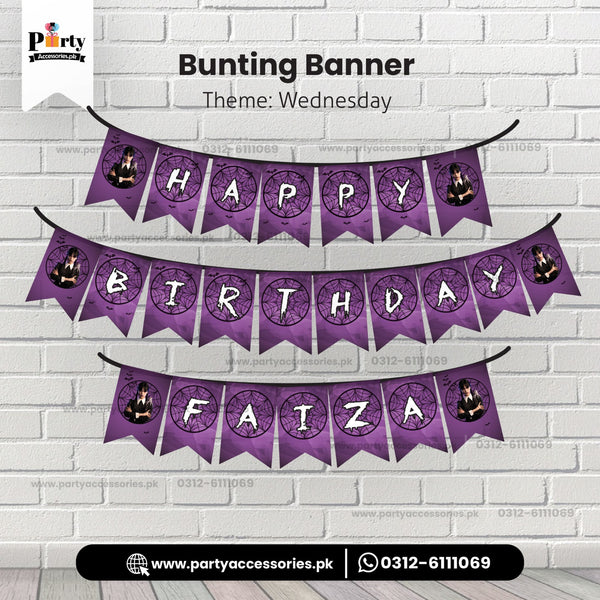 Wednesday theme customized name birthday bunting banner for wall decoration