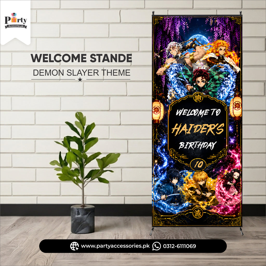 Demon Slayer Theme Customized Welcome Standee – Birthday Party Entrance Decor