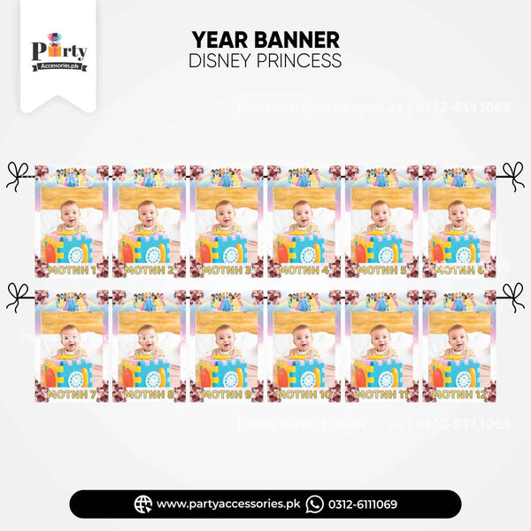 Disney princess theme month wise year banner for wall decoration 
